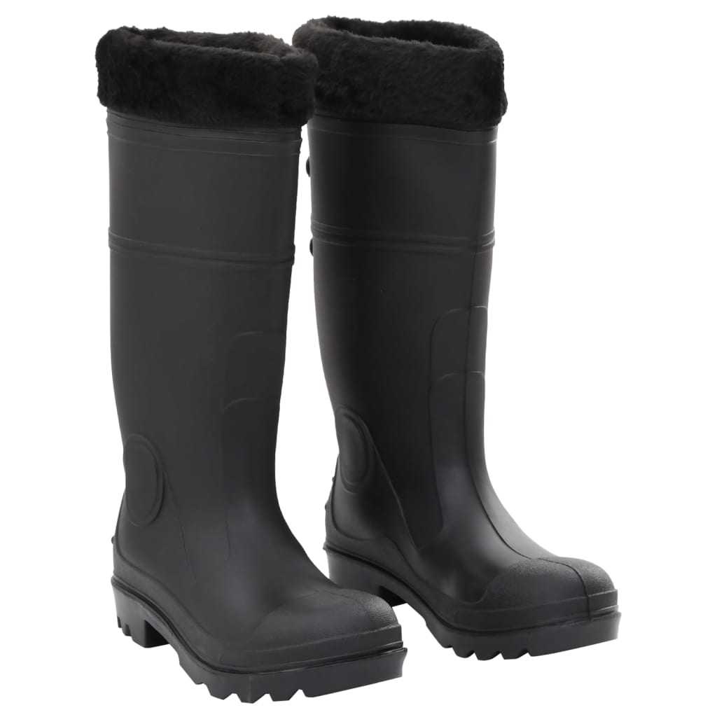 vidaXL Topánky do dažďa s vyberateľnými ponožkami čierne veľk. 38 PVC