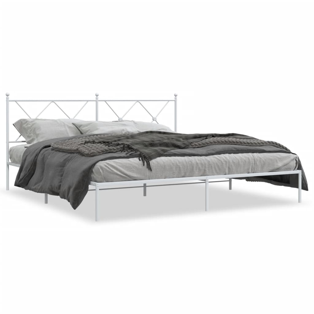 vidaXL Kovový rám postele s čelom biely 183x213 cm