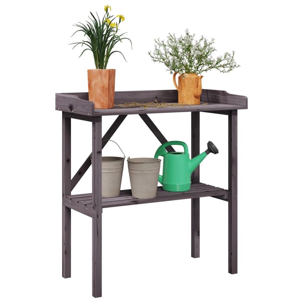 vidaXL Stôl na rastliny s policou sivý 78x38x82,5 cm masívna jedľa