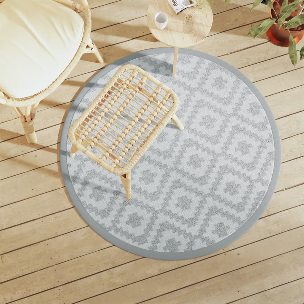vidaXL Vonkajší koberec sivý Ø120 cm PP