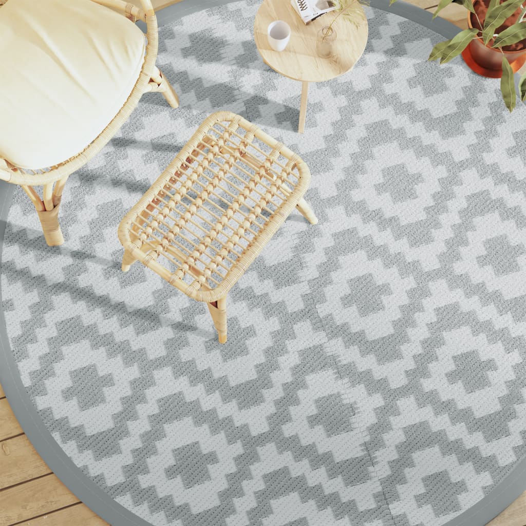 vidaXL Vonkajší koberec sivý Ø200 cm PP