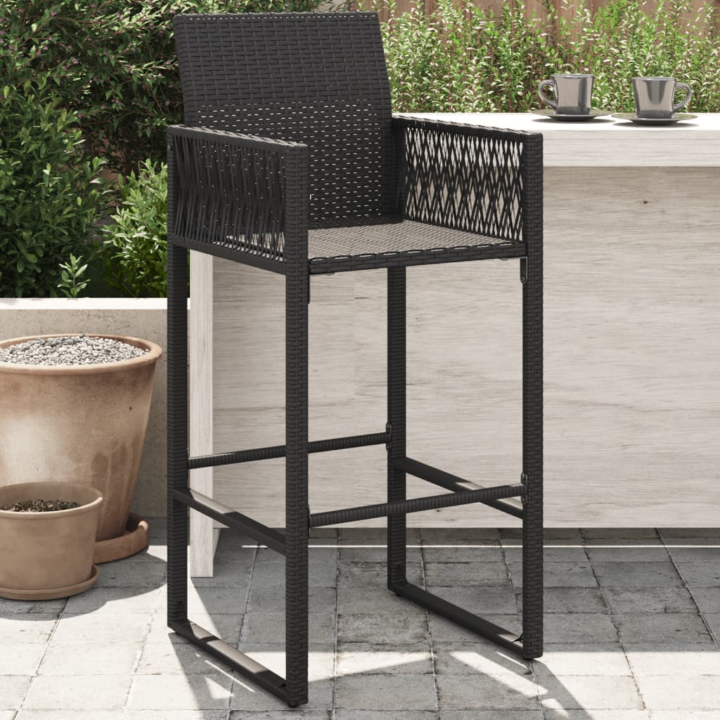 vidaXL Záhradné barové stoličky 2 ks čierne polyratan