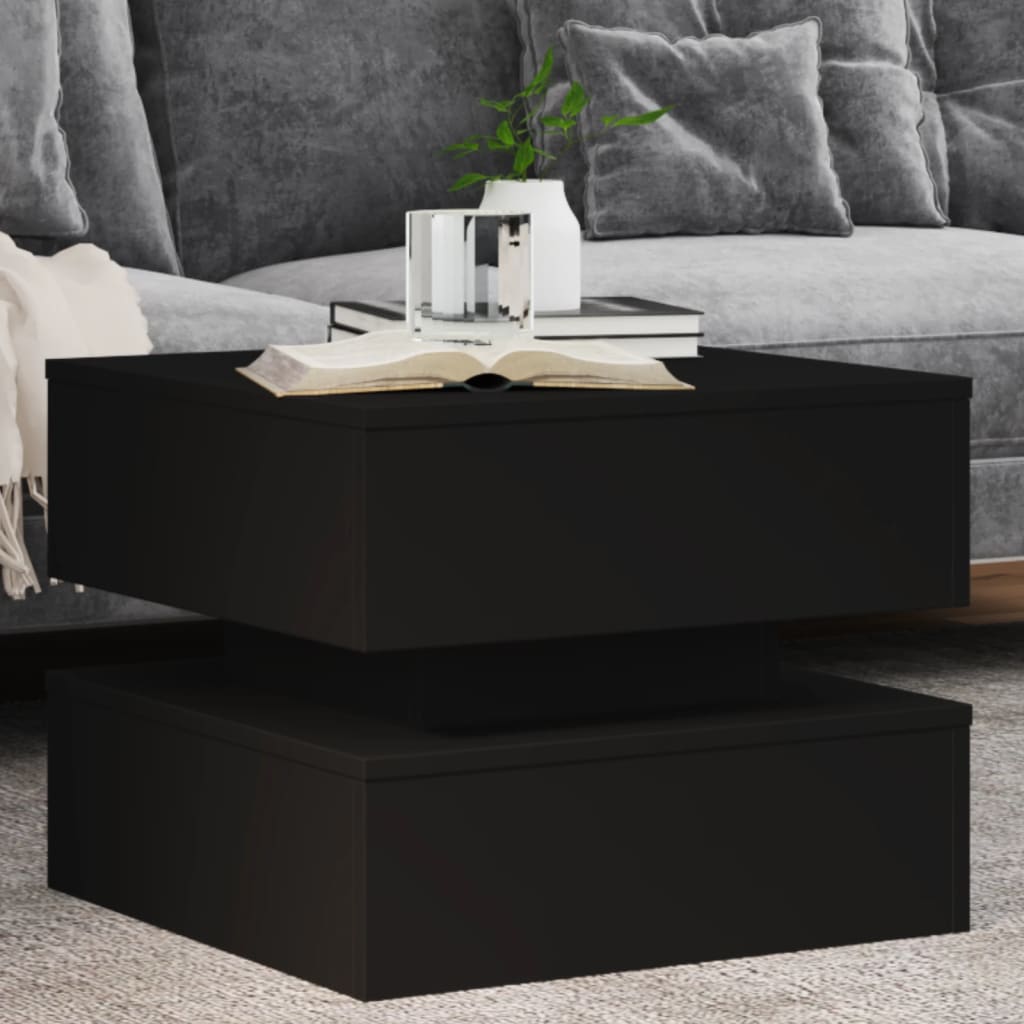 vidaXL Konferenčný stolík s LED svetlami čierny 50x50x40 cm