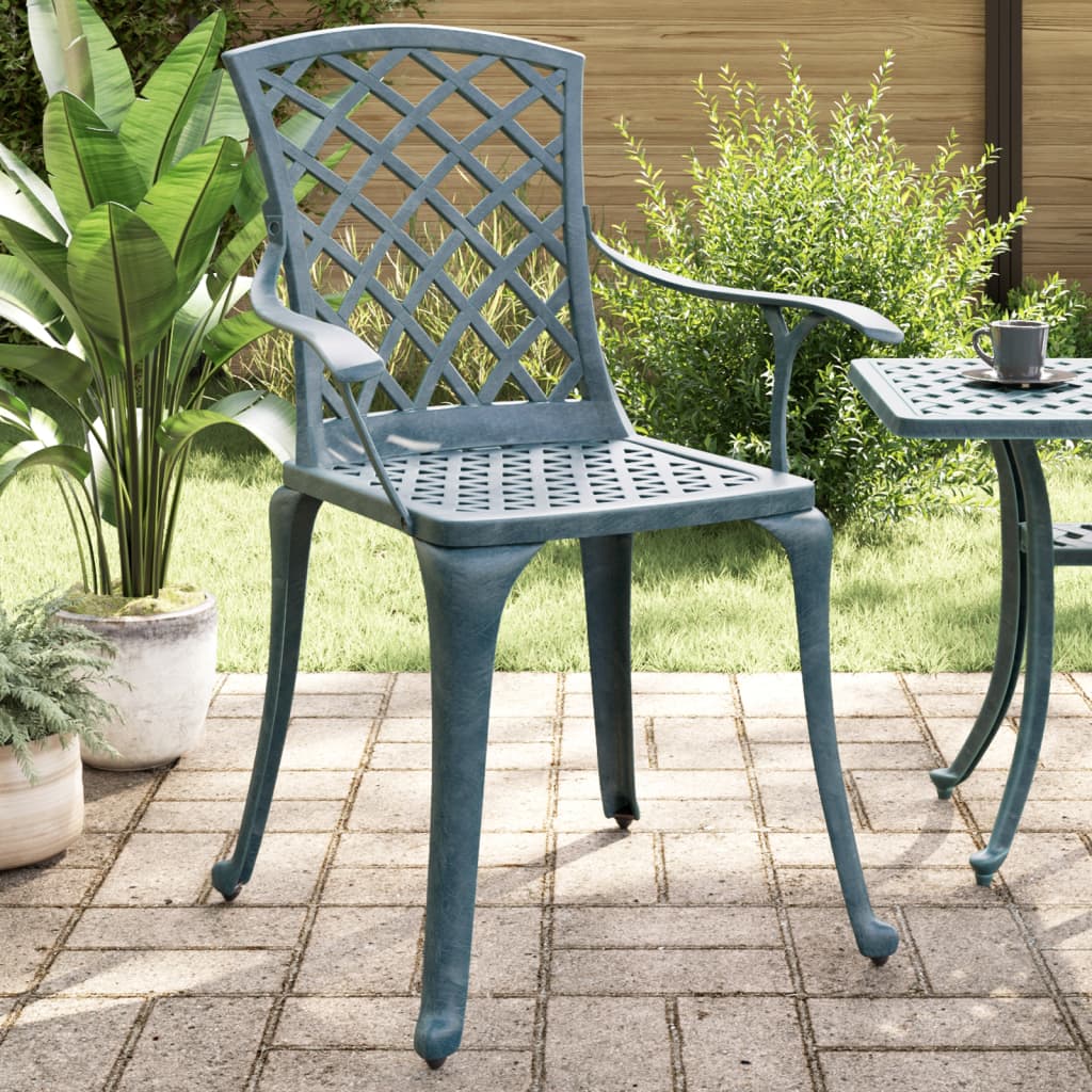 vidaXL Záhradné stoličky 2 ks zelené liaty hliník