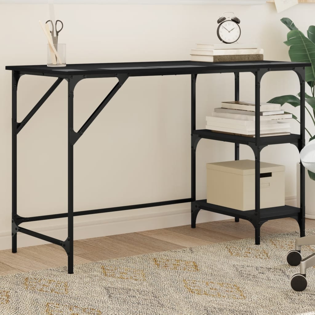 vidaXL Stôl čierny 120x50x75 cm kov a kompozitné drevo