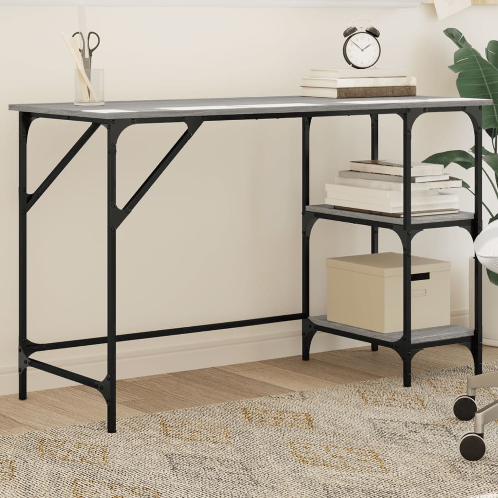 vidaXL Stôl sivý dub sonoma 120x50x75 cm kov a kompozitné drevo