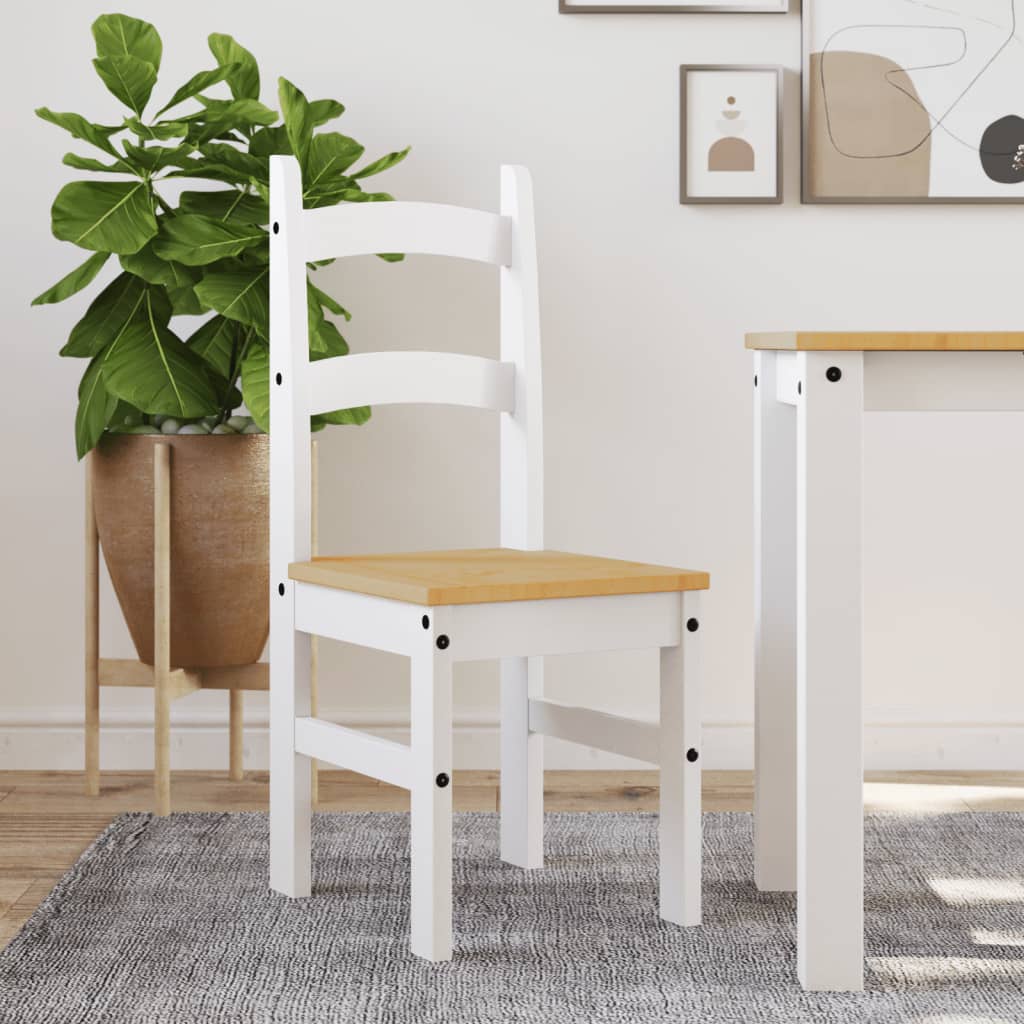 vidaXL Jedálenské stoličky 2 ks biele 40x46x99 cm borovicový masív