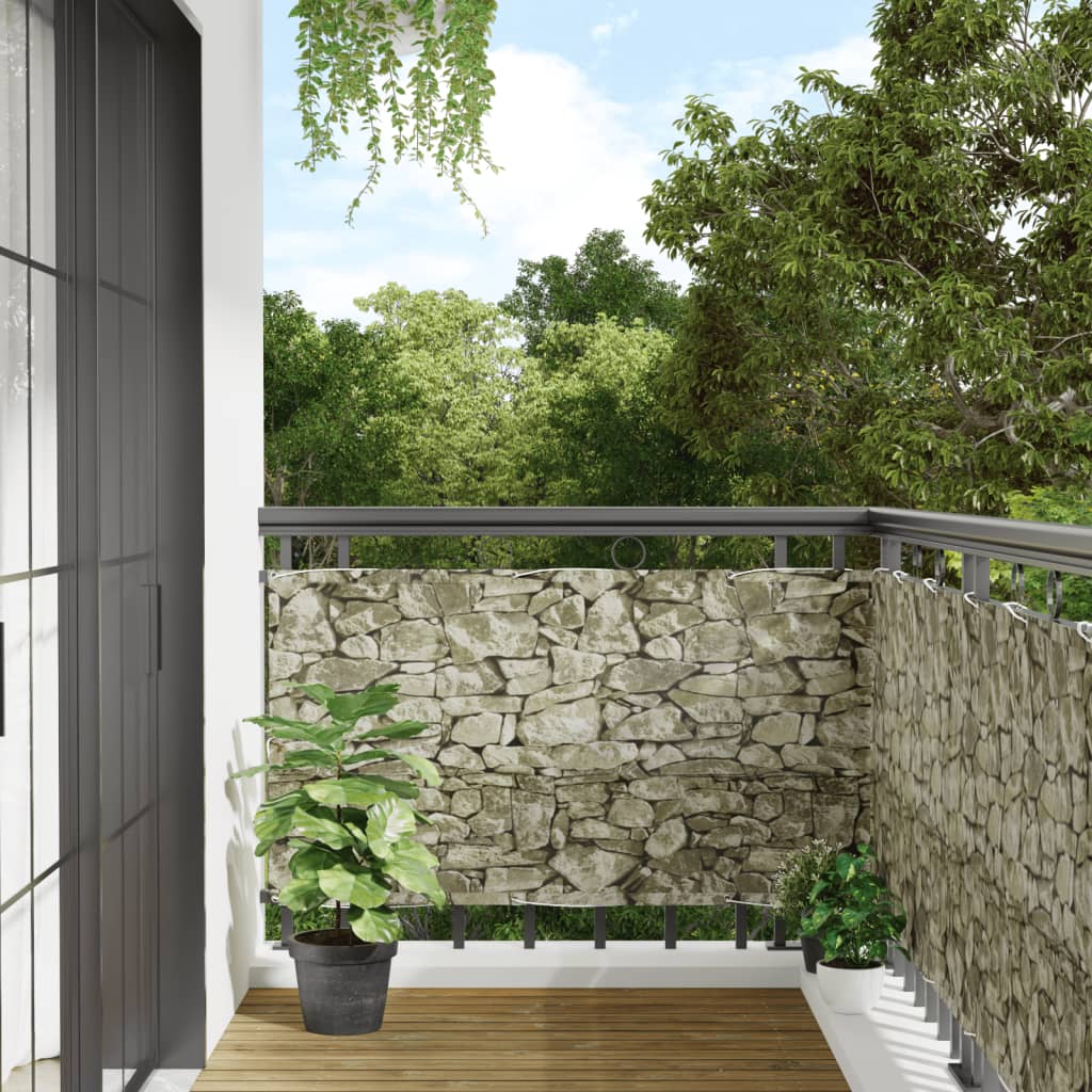 vidaXL Záhradná zástena kamenný vzhľad sivá 400x75 cm PVC