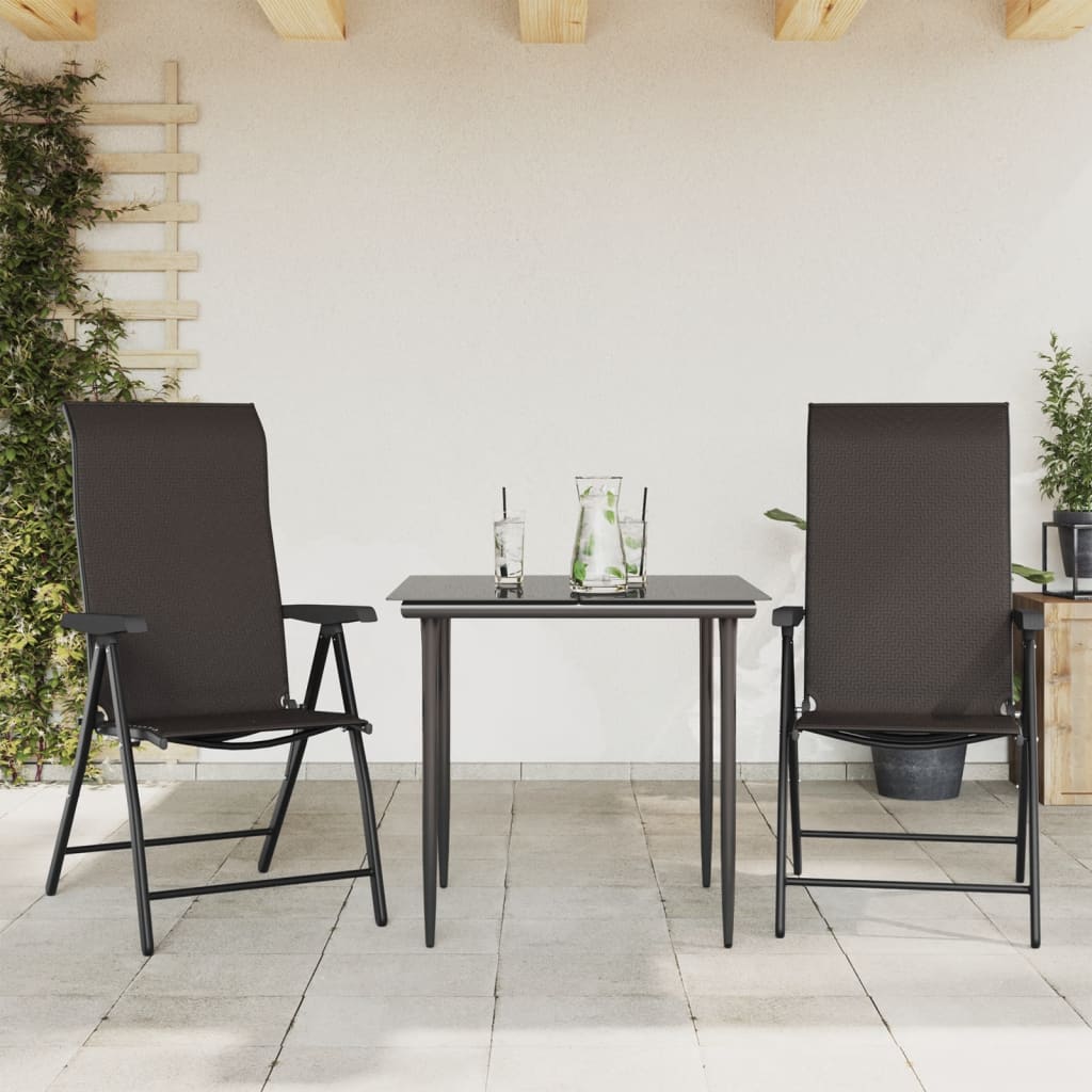 vidaXL Skladacie záhradné stoličky 2 ks čierna káva polyratan