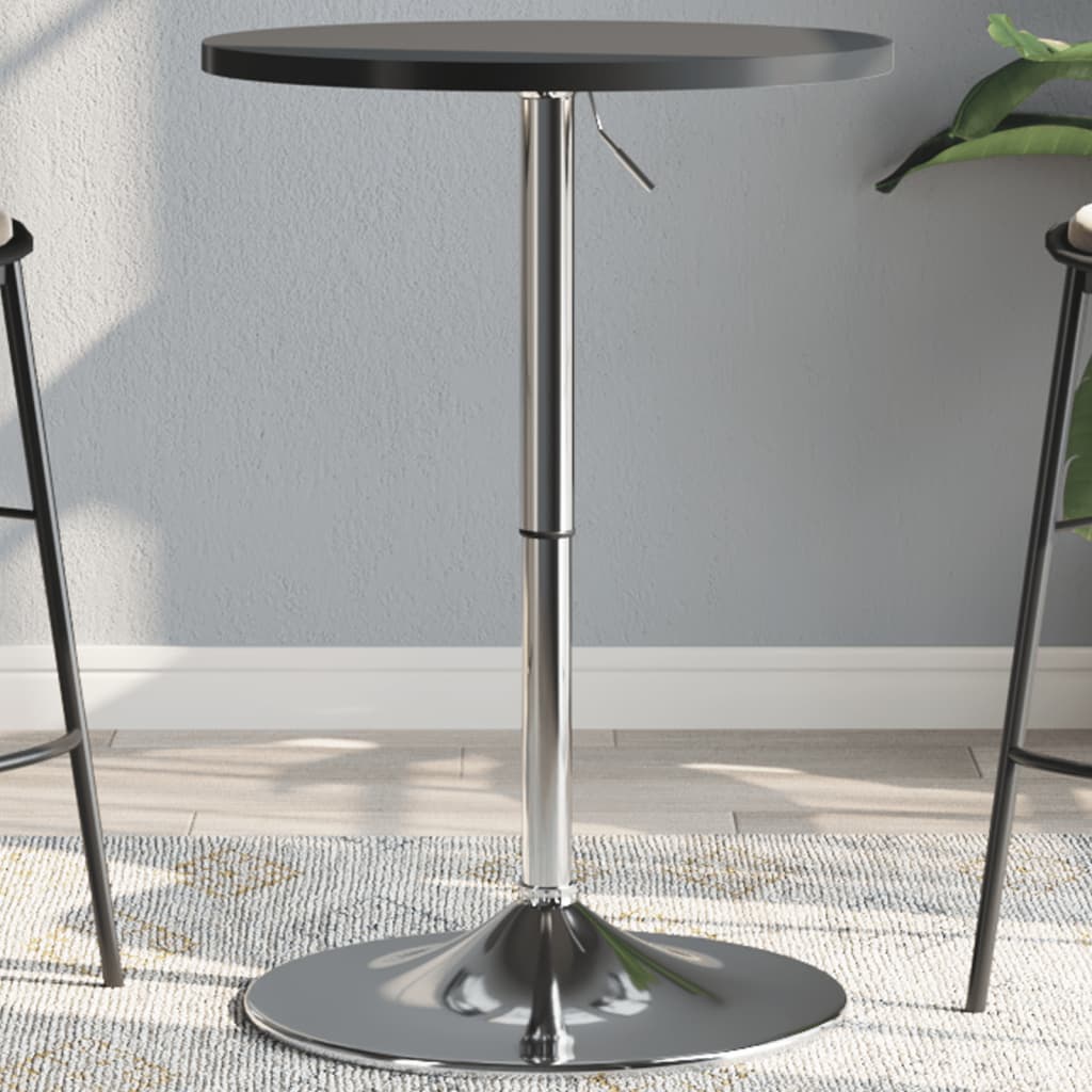 vidaXL Barový stôl čierny 50x50x90 cm kompozitné drevo a chrómov. oceľ