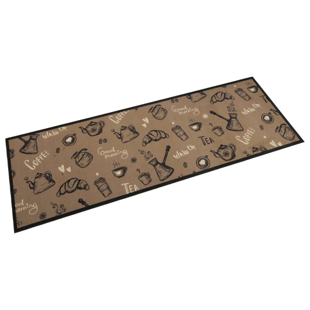 vidaXL Kuchynský koberec, prateľný, Ráno, hnedý 60x180 cm, zamat