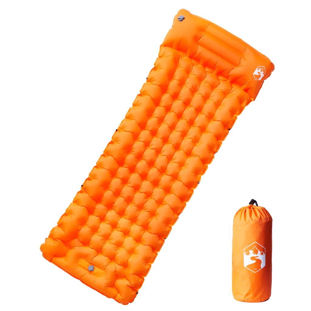 vidaXL Samonafukovací kempingový matrac integrovaný vankúš oranžový