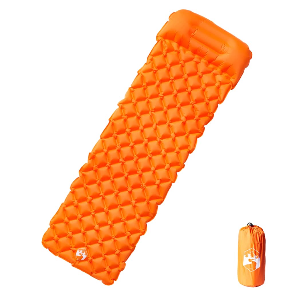 vidaXL Nafukovací kempingový matrac s integrovaným vankúšom oranžový