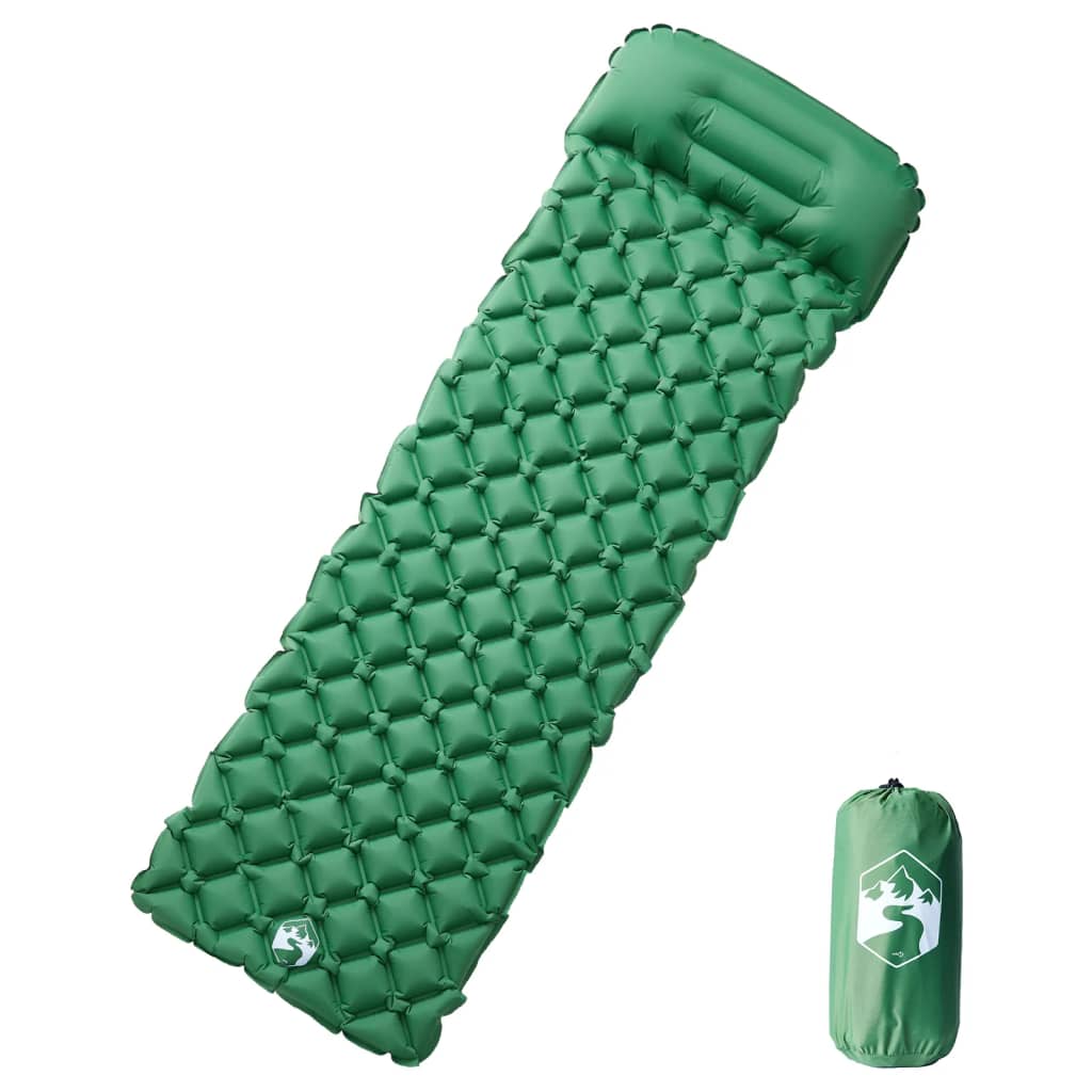 vidaXL Nafukovací kempingový matrac s vankúš 1 osoby zelený