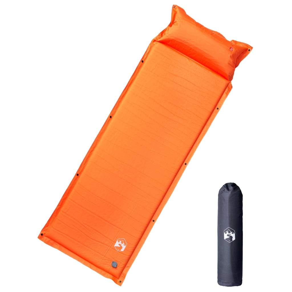 vidaXL Samonafukovací kempingový matrac integrovaný vankúš oranžový