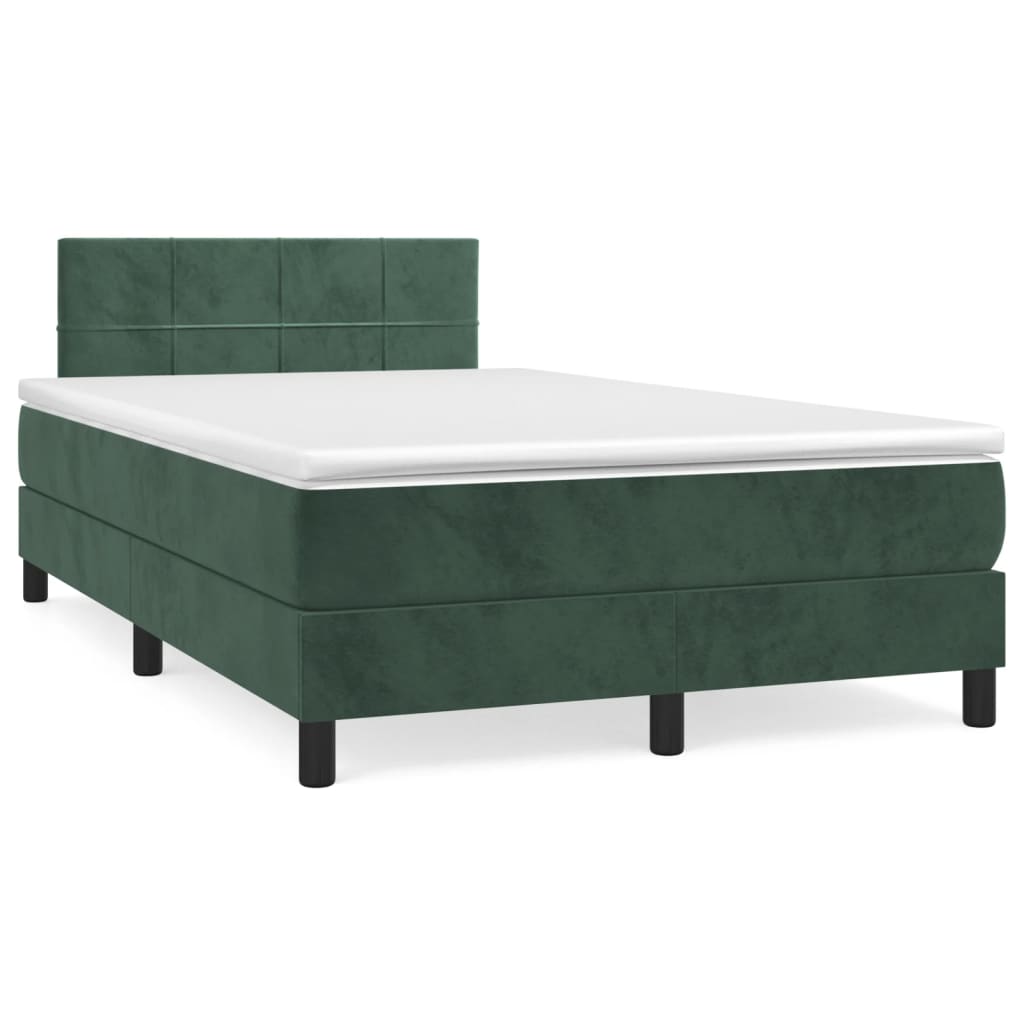 vidaXL Boxspring posteľ s matracom, tmavozelená 120x190cm, zamat
