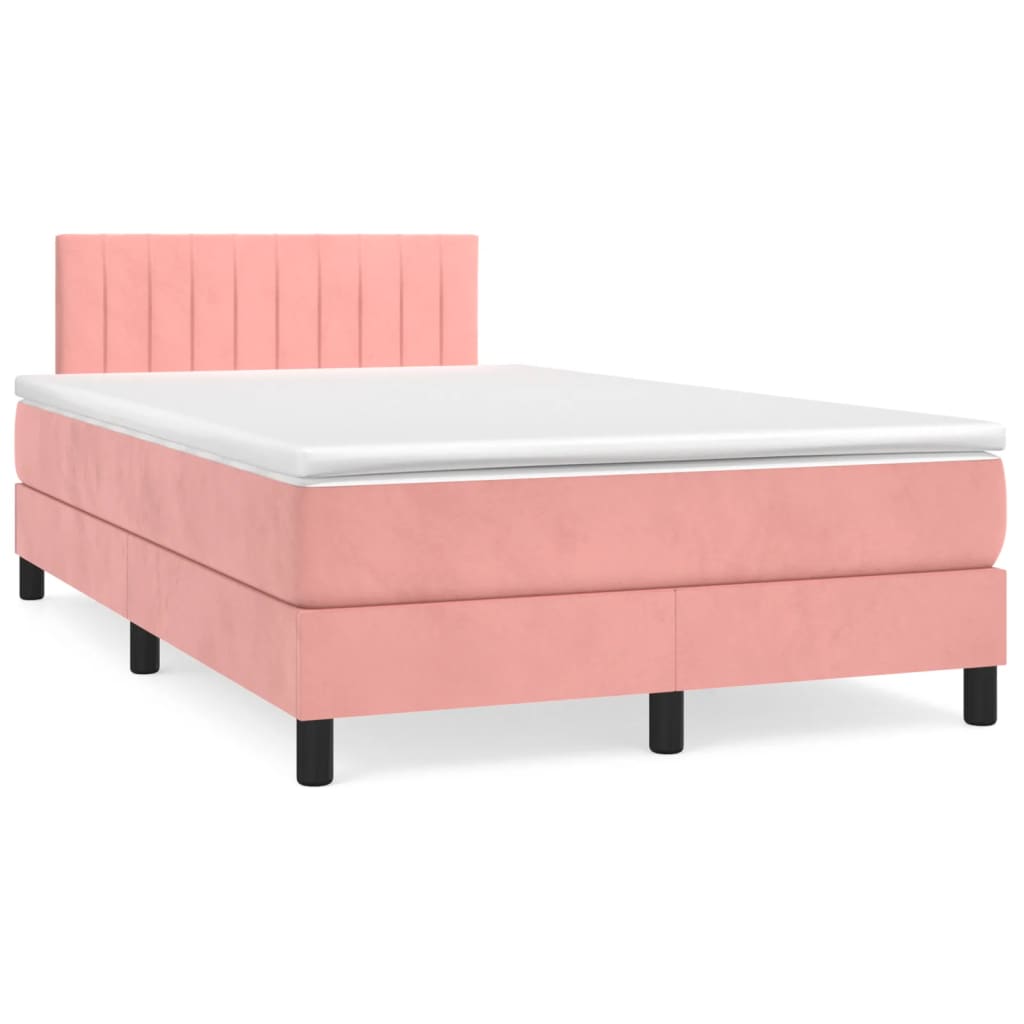 vidaXL Boxspring posteľ s matracom, ružová 120x190 cm, zamat
