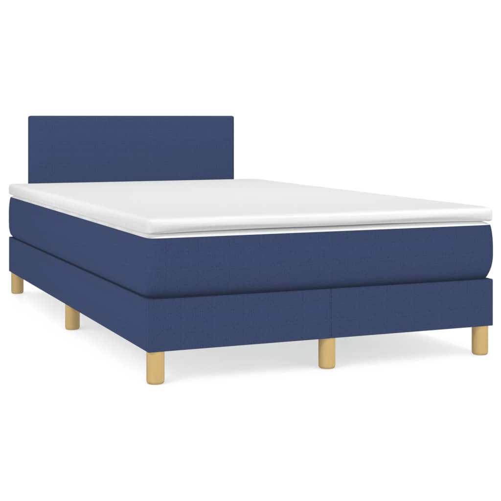 vidaXL Boxspring posteľ s matracom a LED modrá 120x190 cm látka