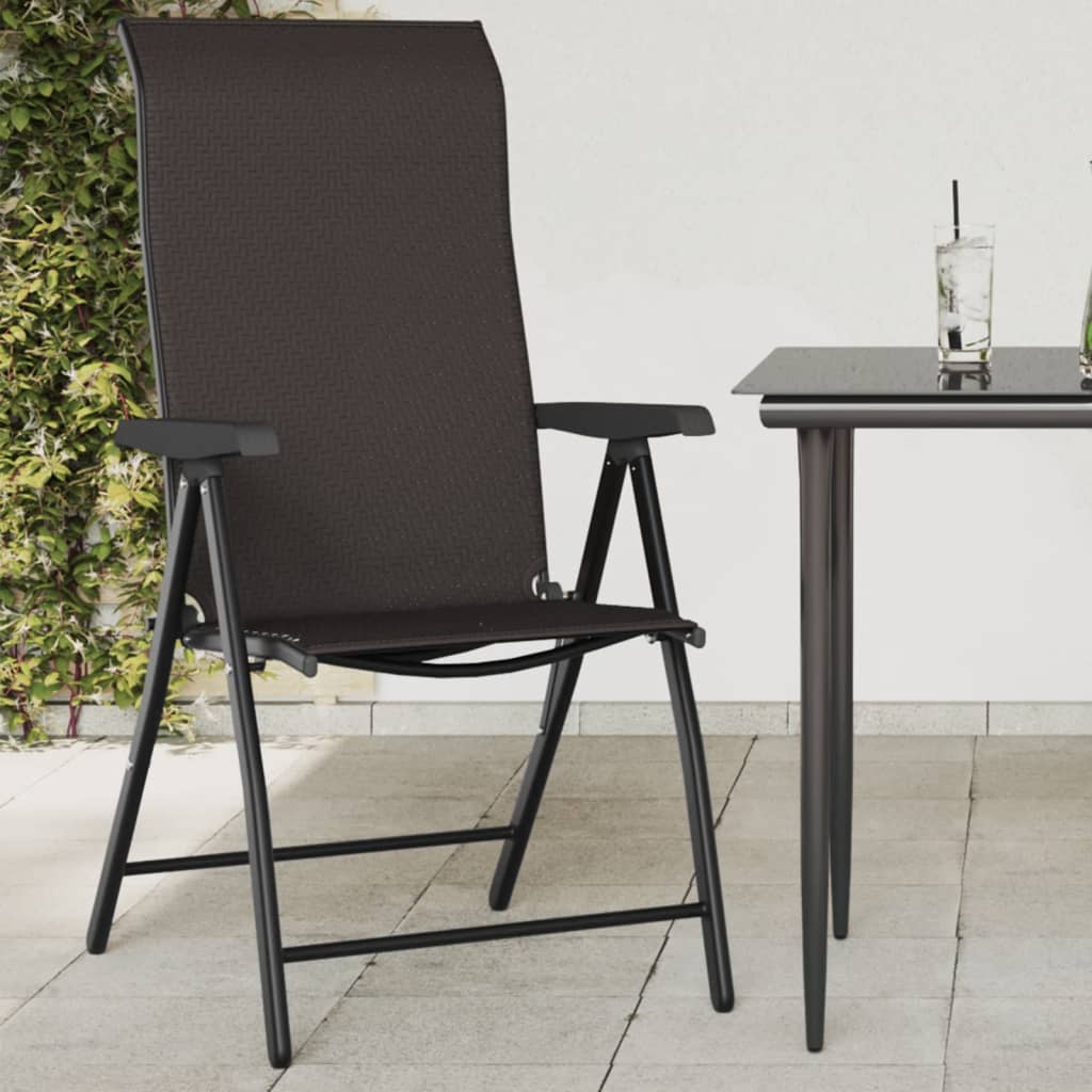 vidaXL Skladacie záhradné stoličky 4 ks, čierna káva, polyratan