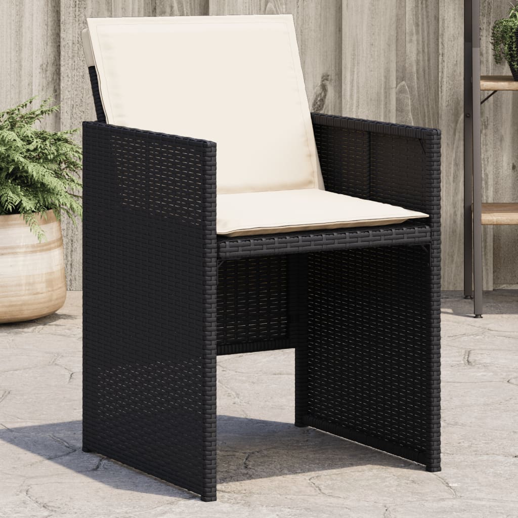 vidaXL Záhradné stoličky so sedákmi 4 ks čierne polyratanové