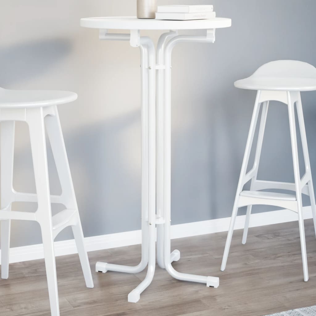 vidaXL Jedálenský stôl biely Ø60x110 cm kompozitné drevo a oceľ
