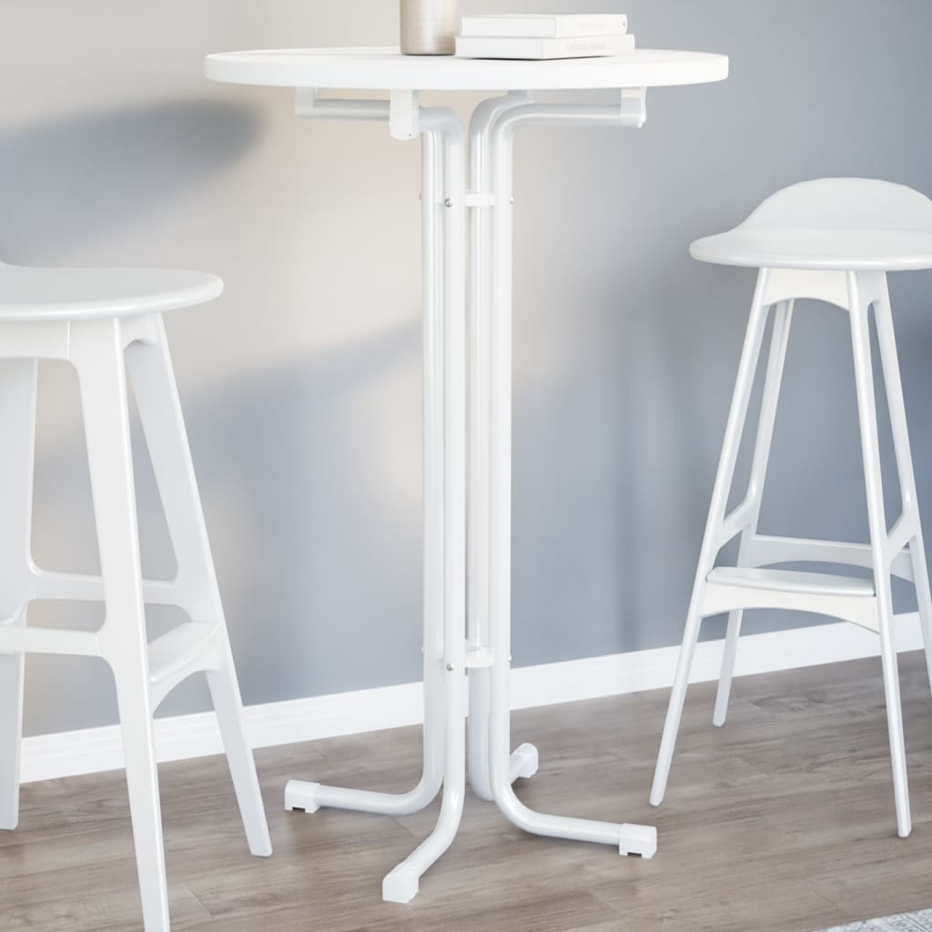 vidaXL Jedálenský stôl biely Ø70x110 cm kompozitné drevo a oceľ