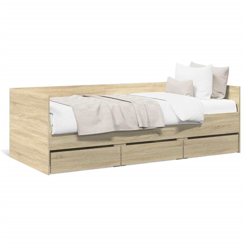 vidaXL Denná posteľ so zásuvkami dub sonoma 100x200cm kompozitné drevo