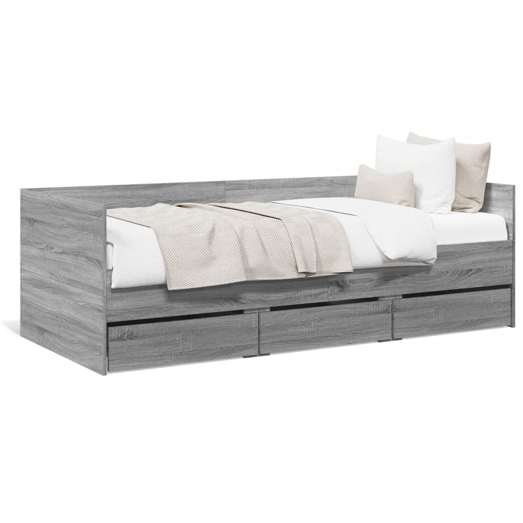 vidaXL Denná posteľ so zásuvkami sivá sonoma 90x190 cm kompozit. drevo