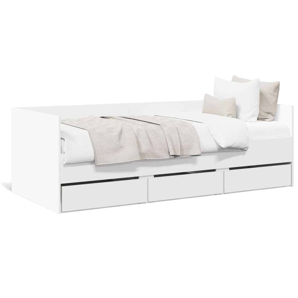 vidaXL Denná posteľ so zásuvkami biela 75x190 cm kompozitné drevo