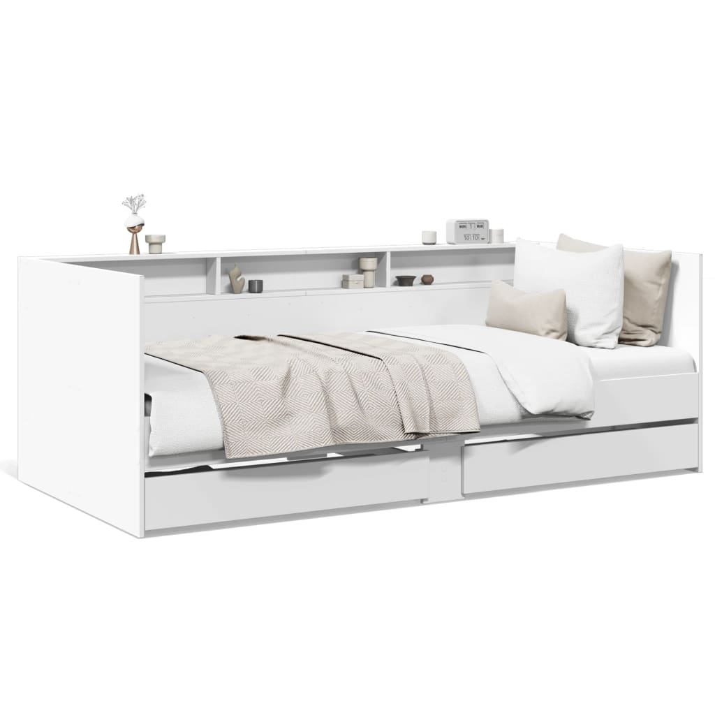 vidaXL Denná posteľ so zásuvkami biela 90x190 cm kompozitné drevo