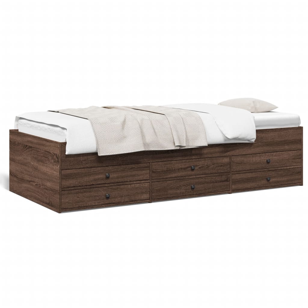 vidaXL Denná posteľ so zásuvkami hnedý dub 90x190 cm kompozitné drevo