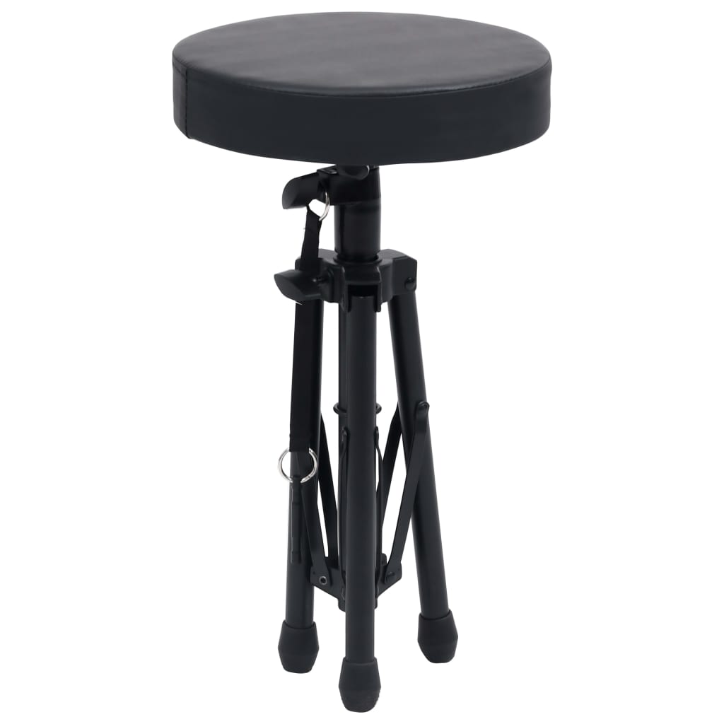 vidaXL Nastaviteľná stolička na bicie čierna okrúhla