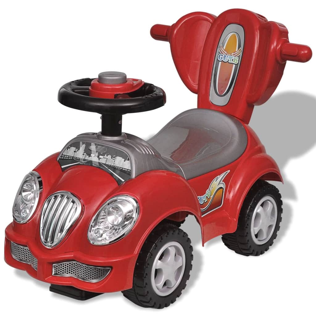 Červené detské odrážacie autíčko s vodiacou tyčou