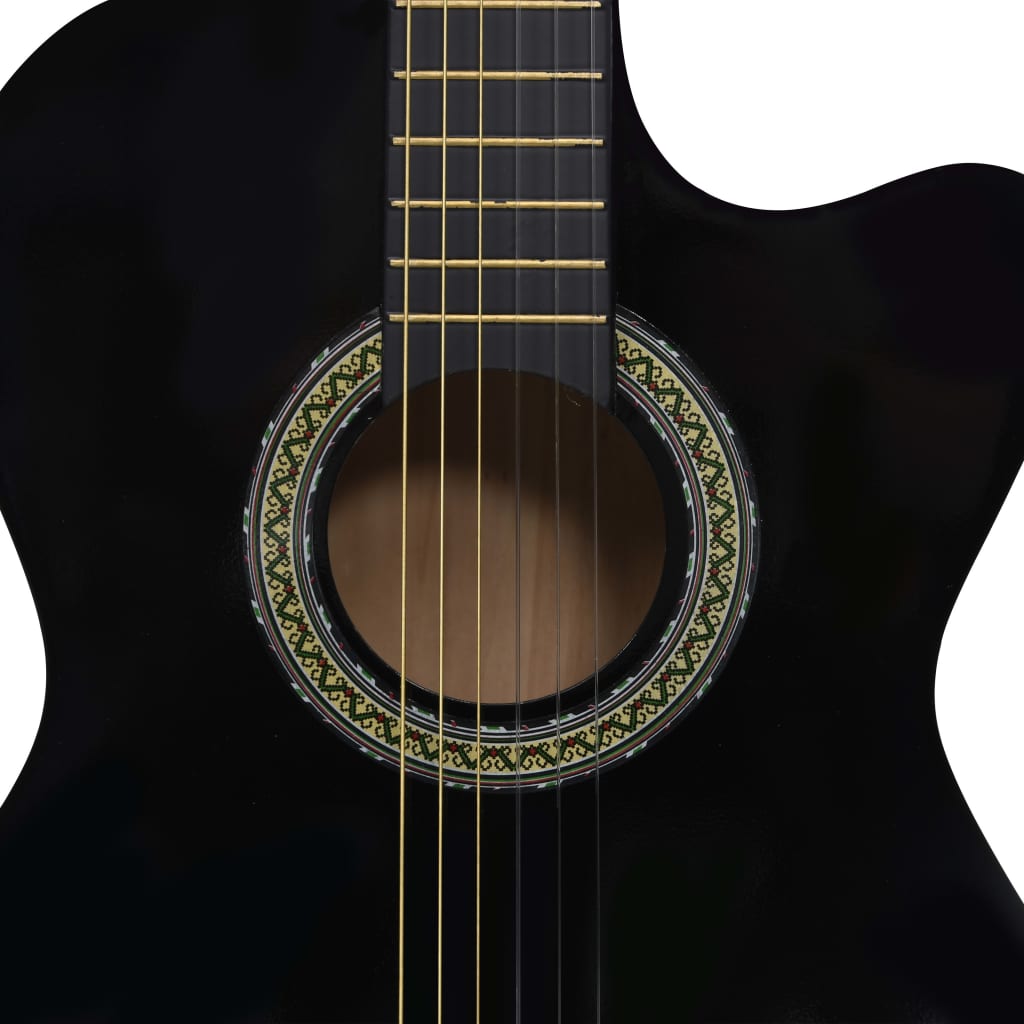 vidaXL Folková akustická gitara Cutaway s ekvalizérom a 6 strunami čierna
