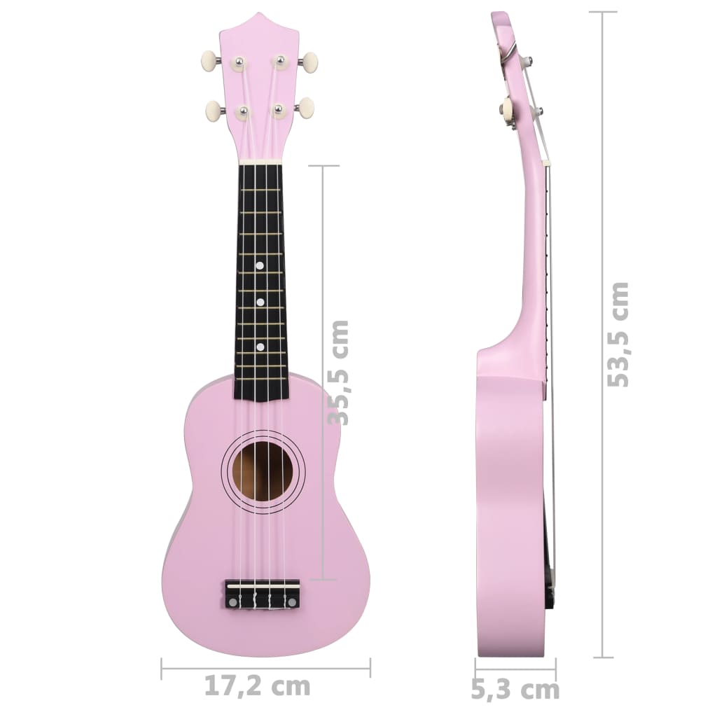vidaXL Sopránové ukulele s obalom pre deti, ružové 21"     