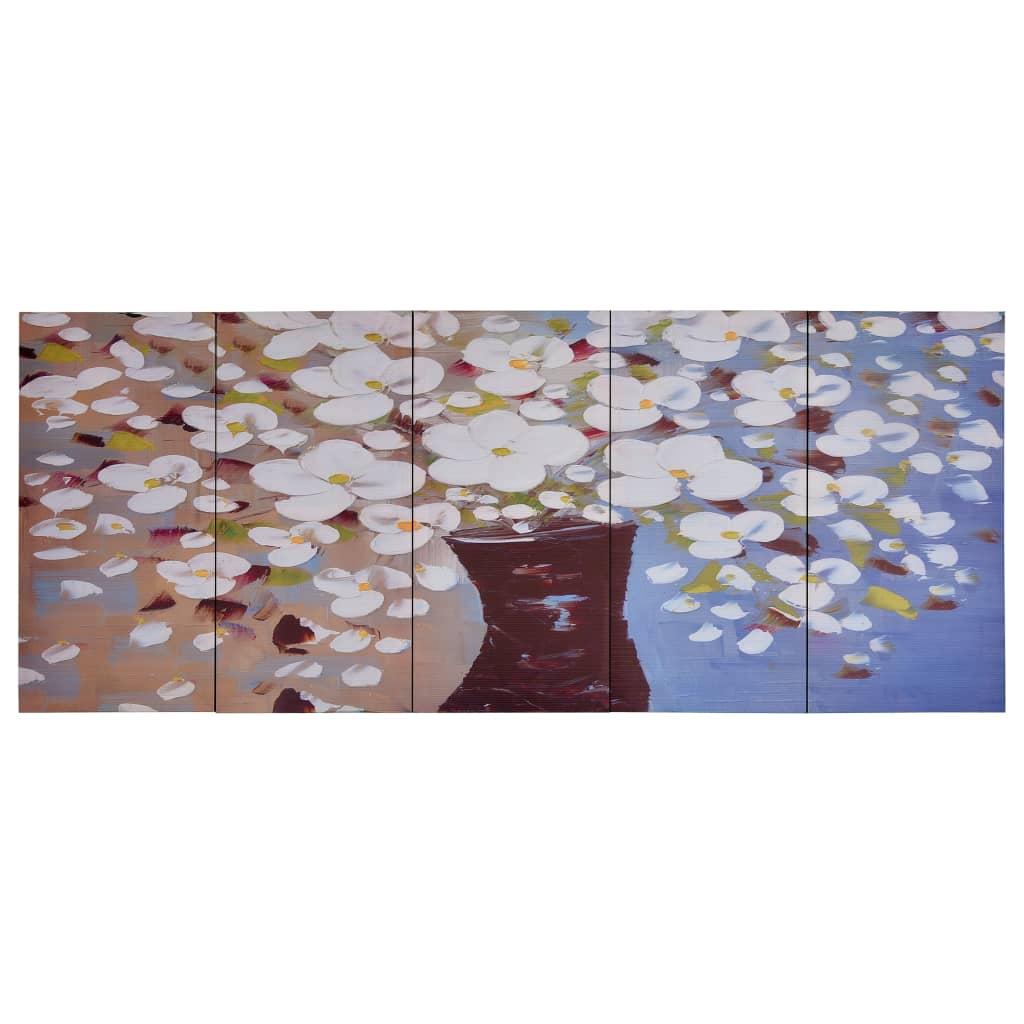vidaXL Sada nástenných obrazov na plátne Kvety vo váze rôznofarebné 200x80 cm