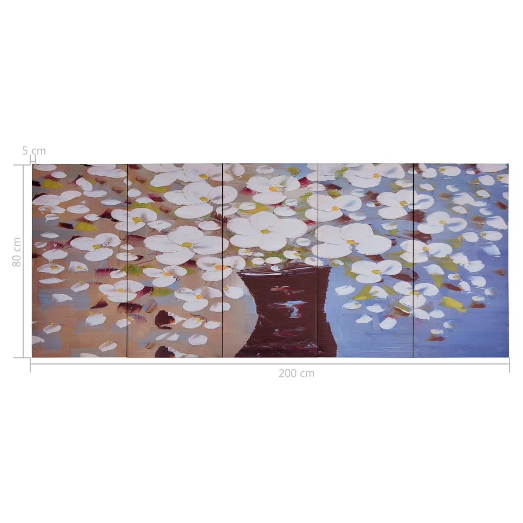 vidaXL Sada nástenných obrazov na plátne Kvety vo váze rôznofarebné 200x80 cm
