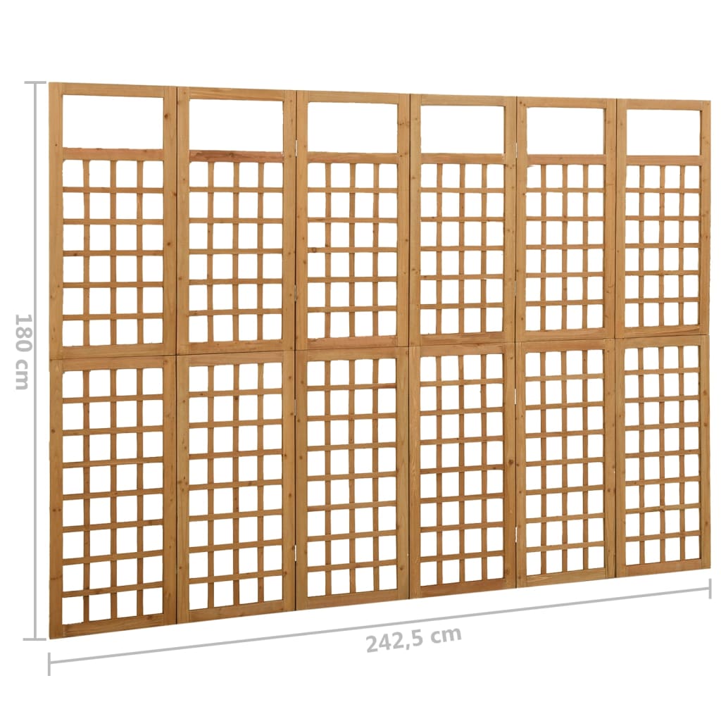 vidaXL 6-panelový paraván/mriežka masívne jedľové drevo 242,5x180 cm