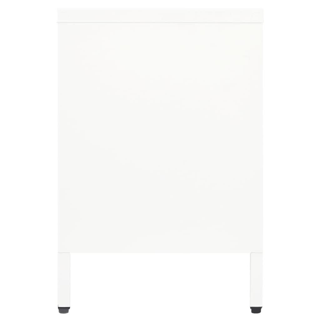 vidaXL TV skrinka biela 105x35x52 cm oceľ a sklo