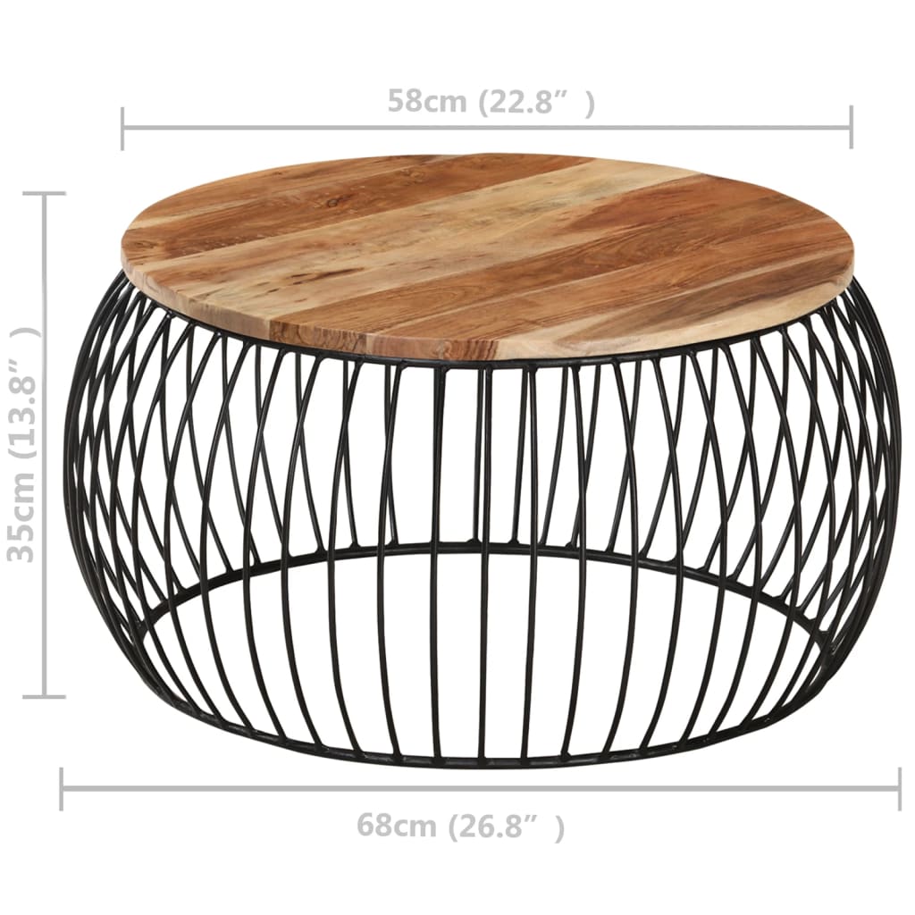 vidaXL Konferenčný stolík Ø68 cm masívne akáciové drevo