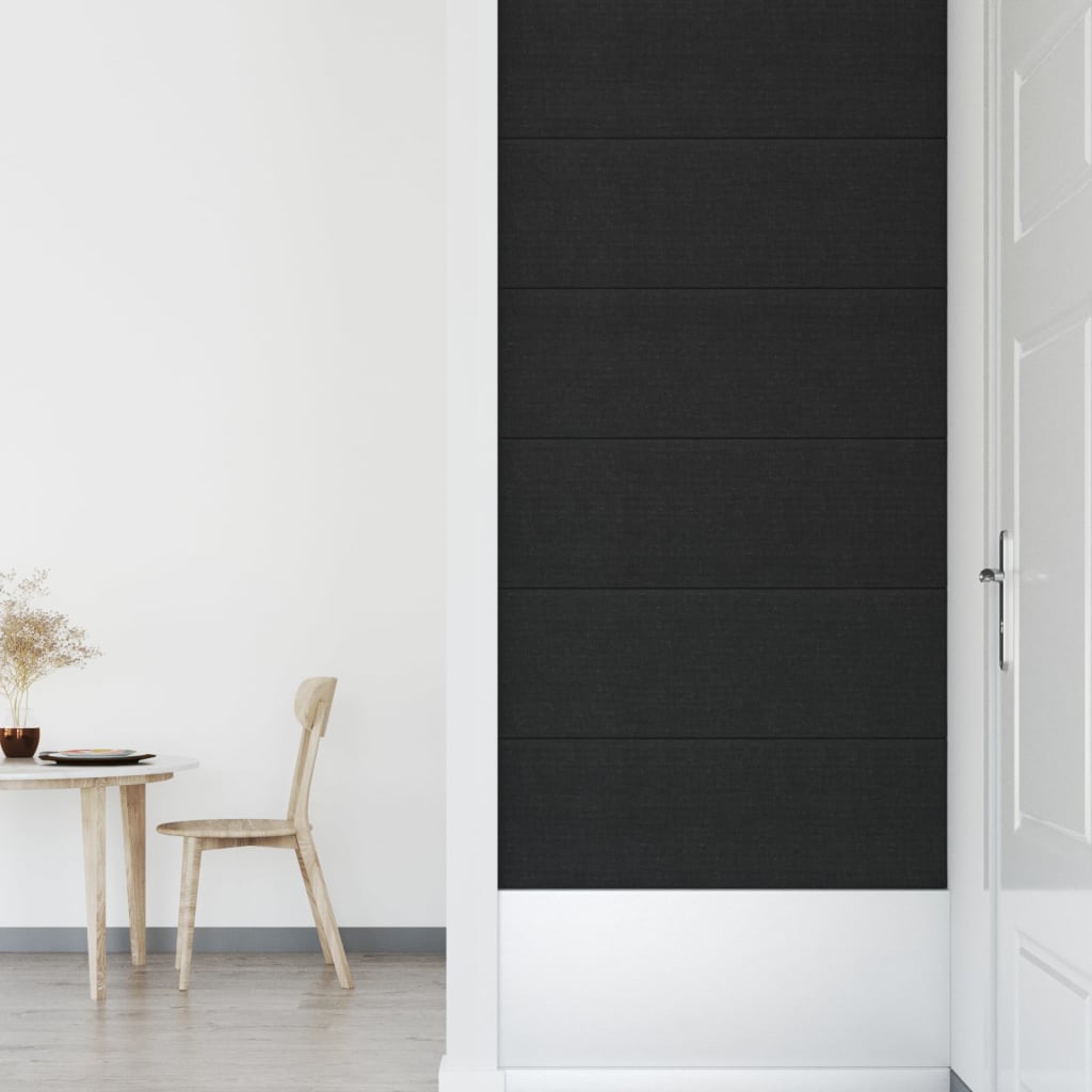 vidaXL Nástenné panely 12 ks čierne 90x30 cm látka 3,24 m²