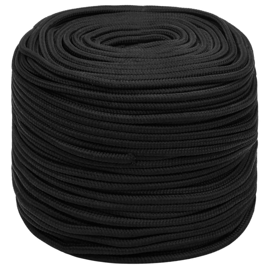 vidaXL Lodné lano čierne 6 mm 50 m polypropylén