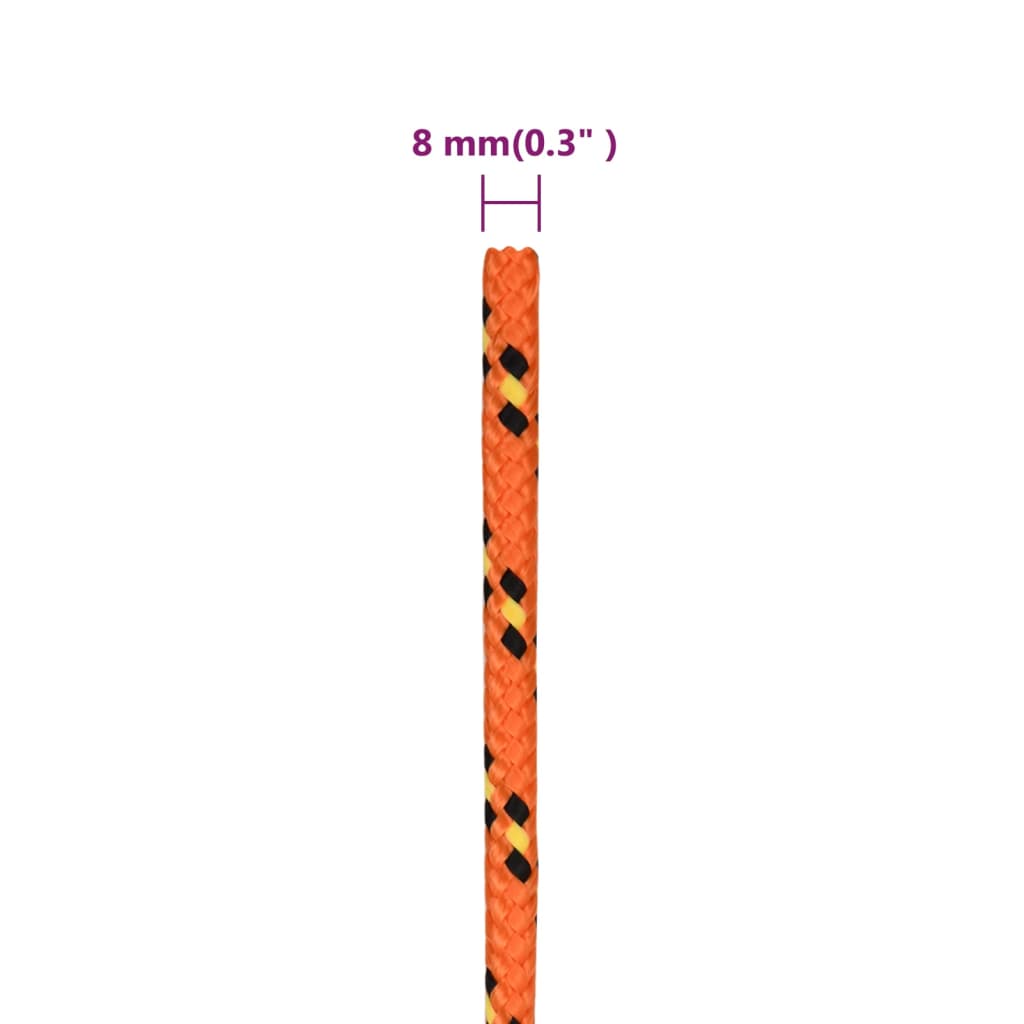 vidaXL Lodné lano oranžové 8 mm 100 m polypropylén