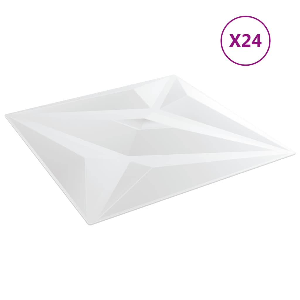 vidaXL Nástenné panely 24 ks biele 50x50 cm EPS 6 m² hviezda