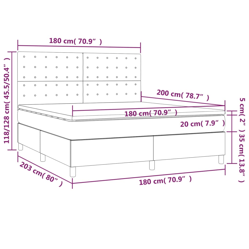 vidaXL Posteľný rám boxspring s matracom čierny 180x200 cm látka