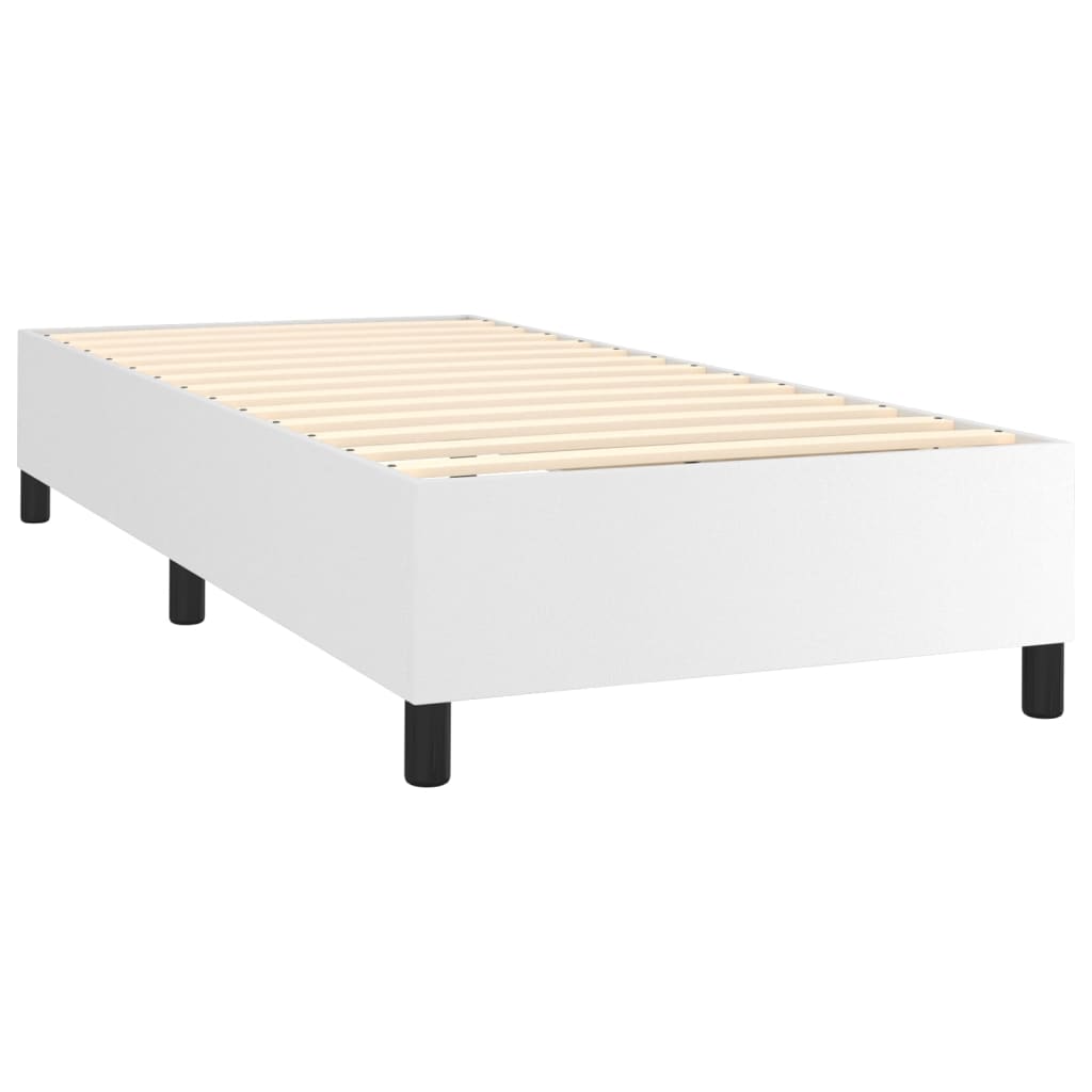 vidaXL Boxspring posteľ s matracom biela 90x200 cm umelá koža