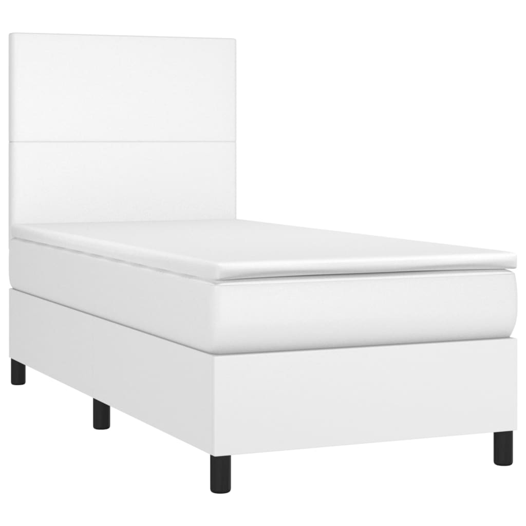 vidaXL Boxspring posteľ s matracom biela 100x200 cm umelá koža