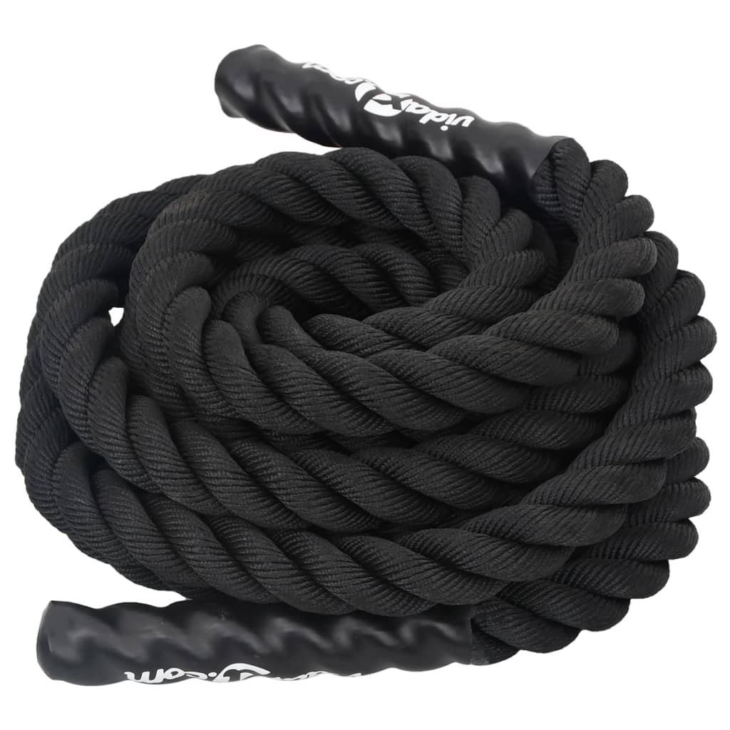 vidaXL Bojové lano čierne 9 m 6,8 kg polyester